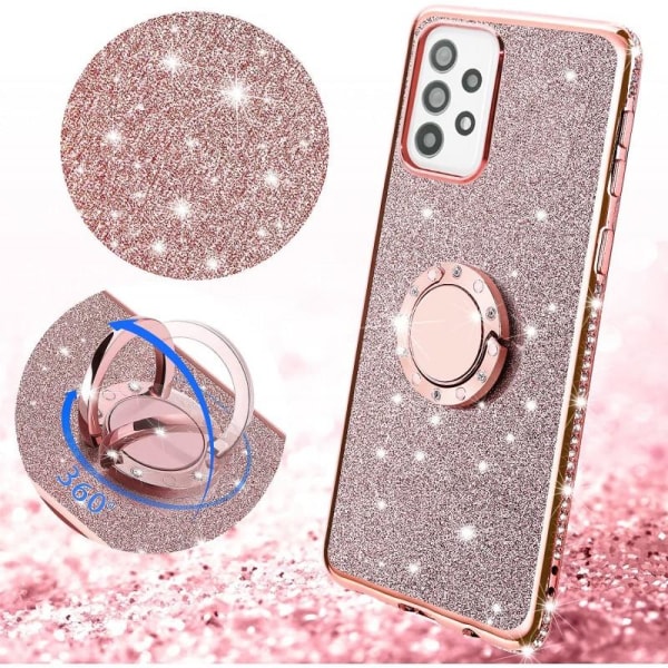 Samsung A72 4G / 5G stødabsorberende cover med ringholder Rhinestone Guld