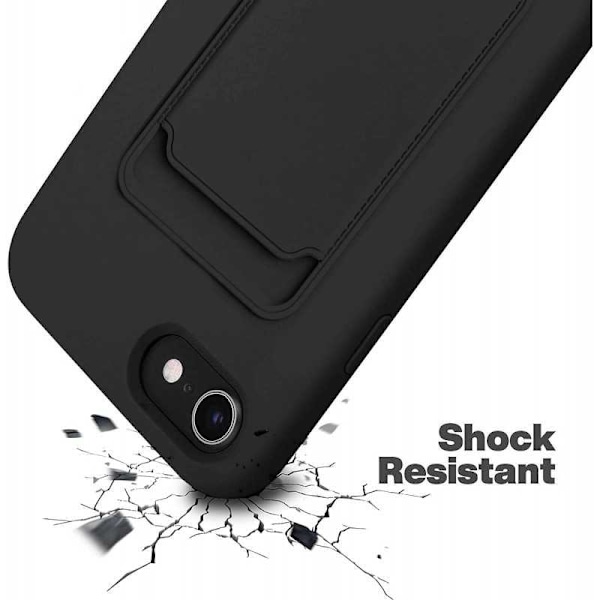 iPhone 7 / 8 / SE (2020 & 2022) Gummibelagd Stöttåligt Skal med Kortfack Liquid Rosa