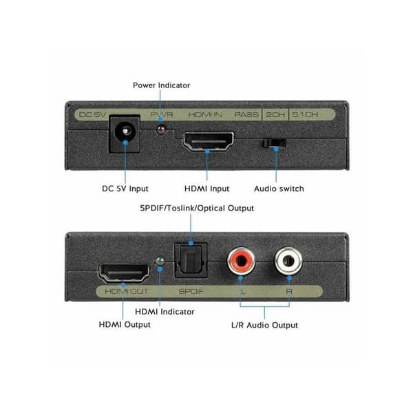 1080P Audio Extractor Converter Splitter HDMI till HDMI & Optisk Svart