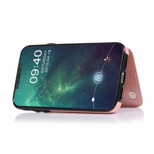 iPhone 11 Iskunkestävä kotelo, 3-taskuinen Flippr V2 -korttipidike Pink gold