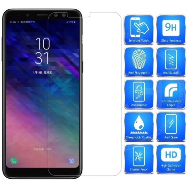 2-PAKK Samsung A8 2018 Herdet glass 0,26mm 2,5D 9H Transparent