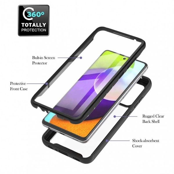 Samsung A52/A52s 4G/5G fuld dækning Premium 3D etui ThreeSixty Transparent