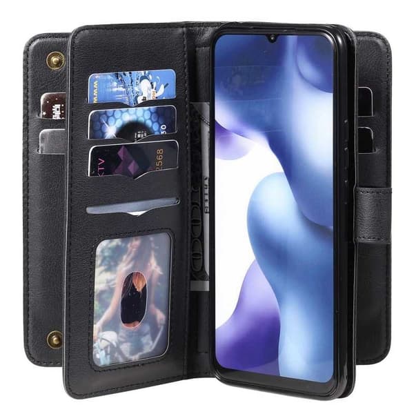 Xiaomi Mi 10 Lite -käytännöllinen lompakkokotelo ja 11-taskuinen Array V2 Black
