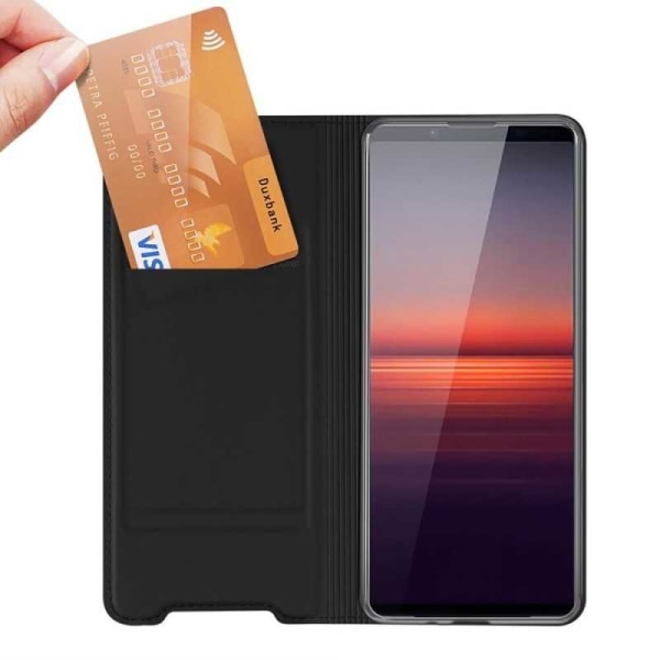 Xperia 1 IV Flip Case Skin Pro med kortrum Black