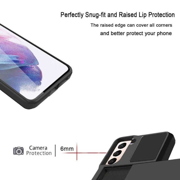 Samsung Galaxy S21 Iskunkestävä kotelo korttipaikalla Black