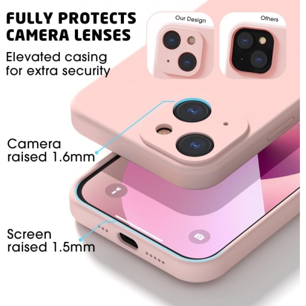 iPhone 15 Gummibelagd Mattrosa Skal Kameraskydd Liquid - Rosa