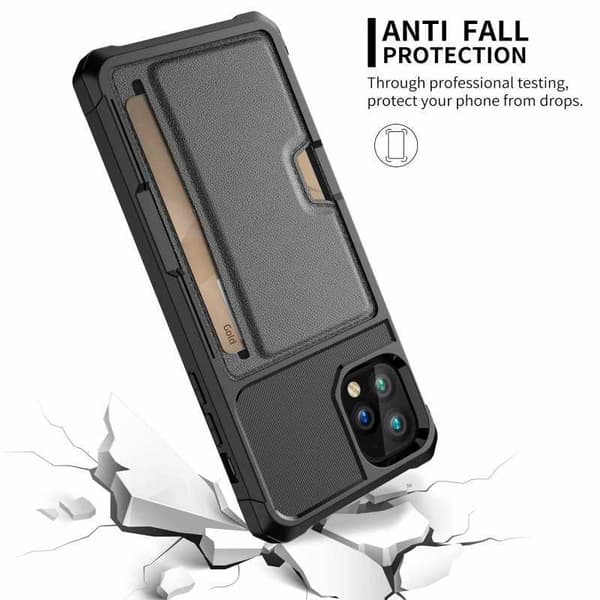 iPhone 11 Pron iskunkestävä kansi korttilokerolla Solid V2 Black