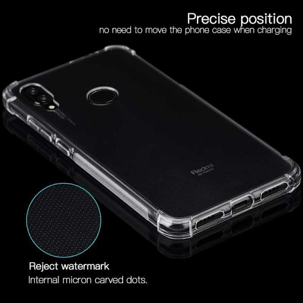 Xiaomi Redmi Note 7 Stöttåligt Skal med Förstärkta Hörn Transparent