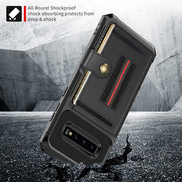 Samsung S10 Plus Iskunkestävä kansi korttipaikalla Solid V2 Black