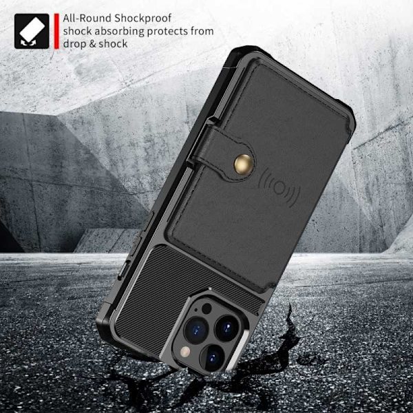 iPhone 13 Pro Max Stöttåligt Premium Skal 4-FACK Solid V3 Svart