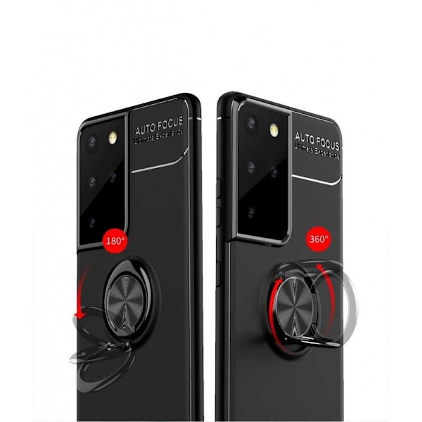 Samsung S21 Ultra Käytännöllinen iskunkestävä kotelo sormustelineellä V3 Black