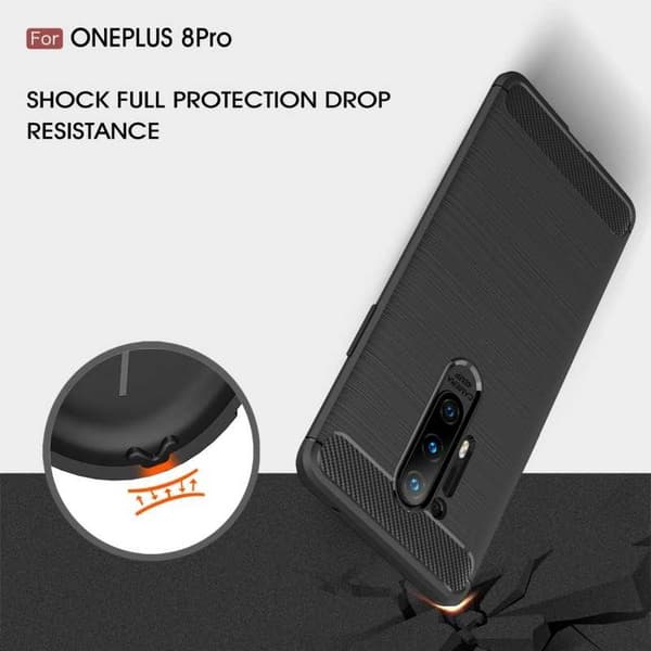 OnePlus 8 Pro Iskunkestävä SlimCarbon -suojus Black