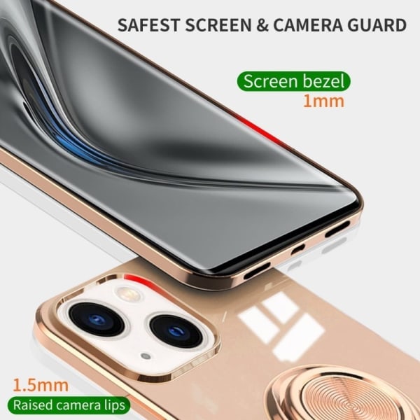 iPhone 15 Elegant & Stöttåligt Skal med Ringhållare Flawless Rosa