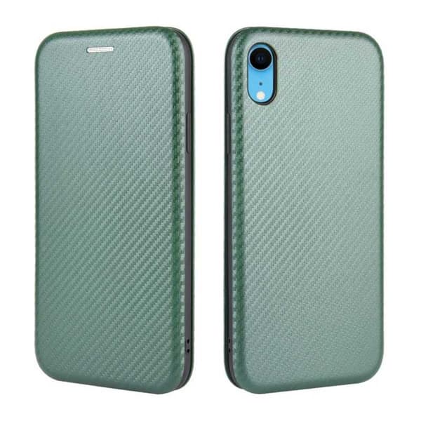 iPhone XR Flip Case -korttipaikka CarbonDreams Vihreä Green