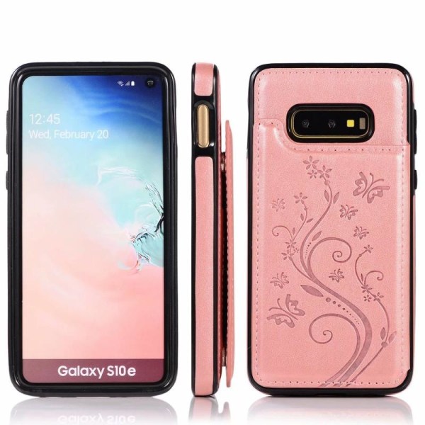 Samsung S10e Iskunkestävä kotelo, 3-taskuinen Flippr V2 Pink gold