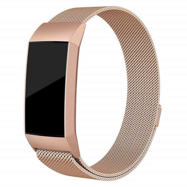 Fitbit Charge 4 rannekoru Milanese Loop Rose Gold Black