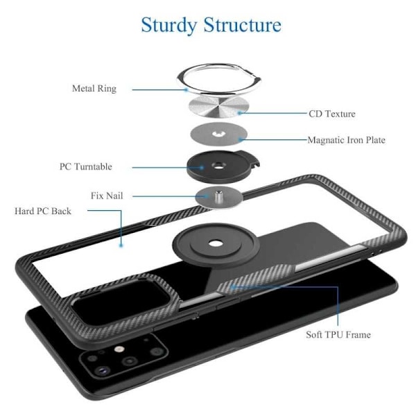 Samsung Galaxy S20 Käytännöllinen iskunkestävä kotelo sormustelineellä V4 Black