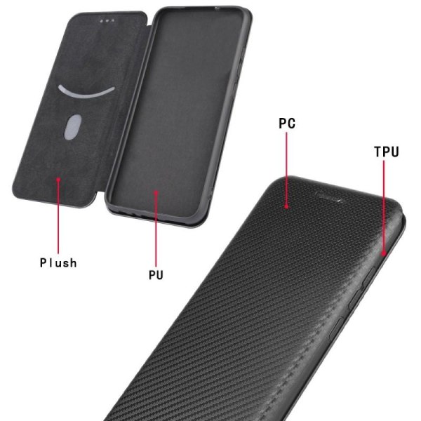 OnePlus 7T Pro Flip-etui Kortspor CarbonDreams Black