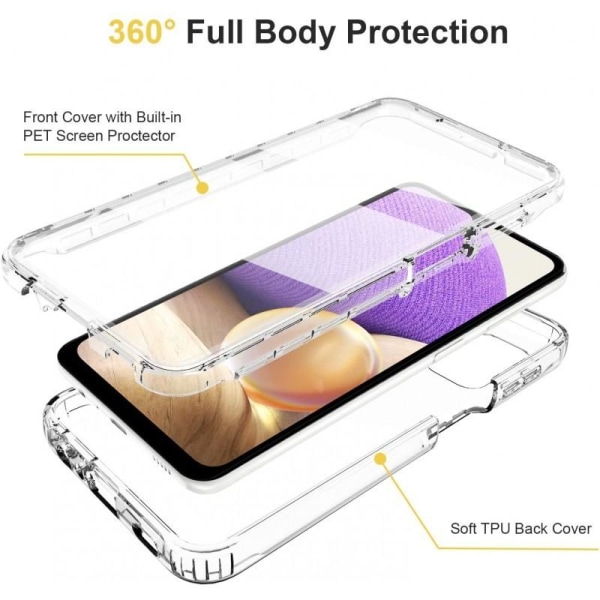 360° fuld dækning og stødabsorberende etui til Samsung A20E Transparent