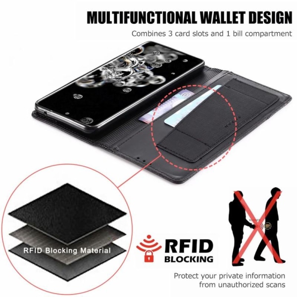 Samsung S20 Ultra Elegant Fodral i PU-Läder med RFID Block Svart
