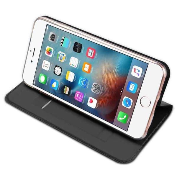 iPhone 6/6S Flip Case Skin Pro korttilokerolla Svart
