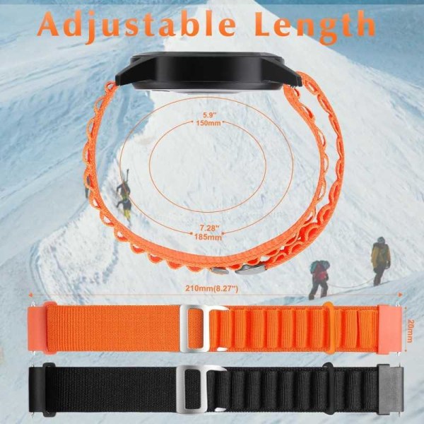 Universalt Slitstarkt Klockarmband Titan's Grip V4 20mm - Svart / Orange