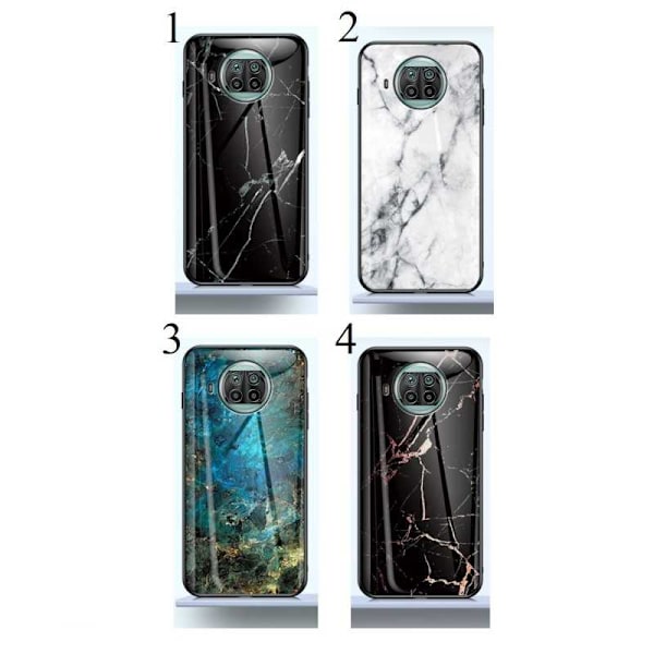 Xiaomi Mi 10T Lite Marble Shell 9H hærdet glas bagside glas bag V2 Black Svart/Guld