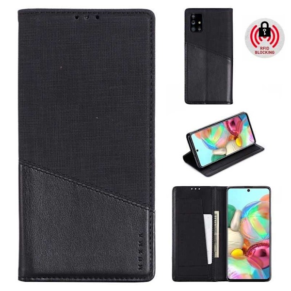 Samsung A71 Elegant Fodral i PU-Läder med RFID Block Svart