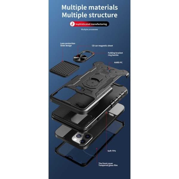 iPhone 13 Pro:n kattava Premium 3D -kotelo ThreeSixty CamShield Black