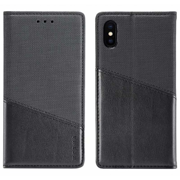 iPhone XS / X Elegant Fodral i PU-Läder med RFID Block Svart