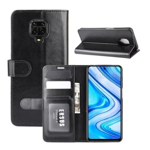 Redmi Note 9S / 9 Pro lompakkokotelo PU-nahkaa 4-POCKET Musta Black