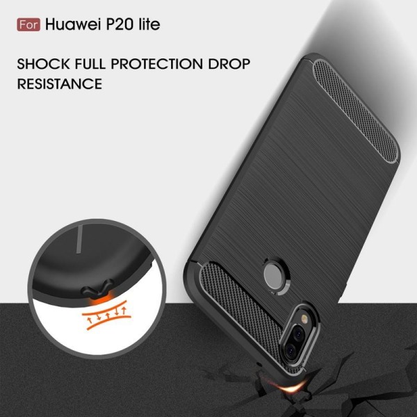 Huawei P20 Lite Støtsikker støtdempertrekk SlimCarbon Black