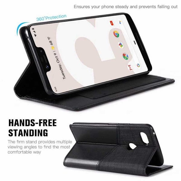Elegant etui til Google Pixel 3 i PU-læder med RFID-blok Black