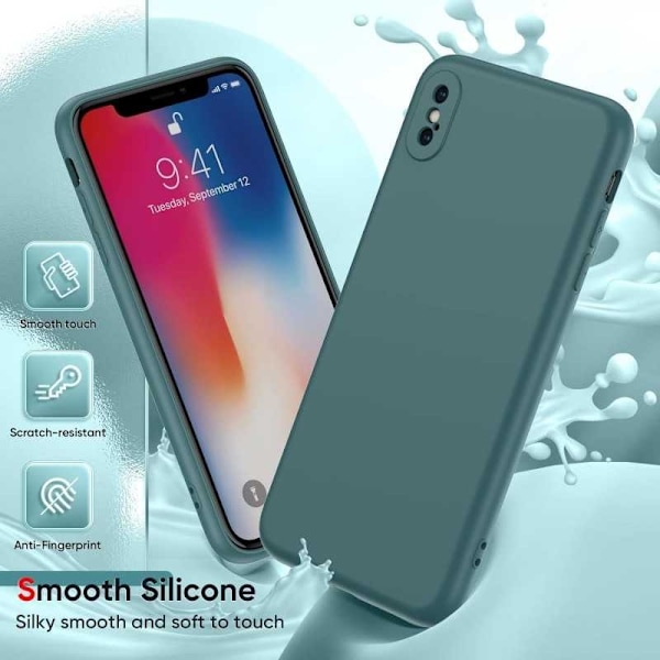 iPhone XS Max Gummibelagd Mattgrönt Skal Kameraskydd Liquid - Grön