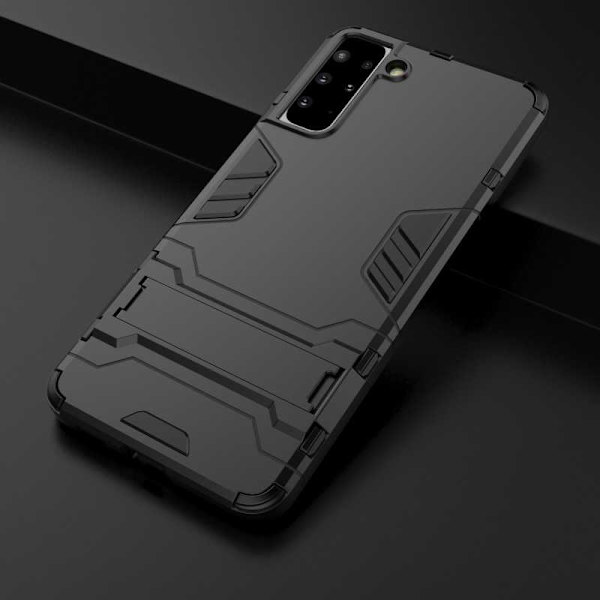 Samsung S21 Ultra iskunkestävä kotelo jalustalla ThinArmor Black