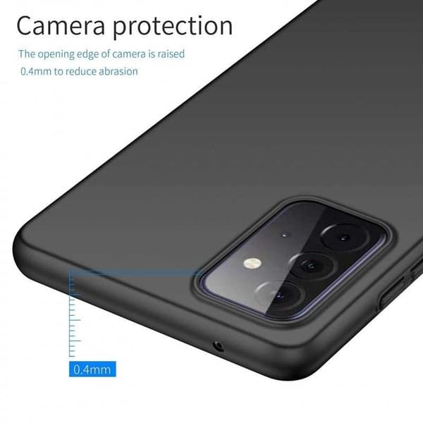 Samsung A72 5G Erittäin ohut kumipinnoitettu mattamusta Cover Basic V2 Black