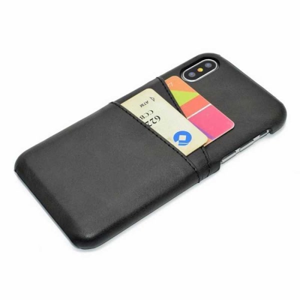 iPhone X stødabsorberende kortholder Retro V2 Svart