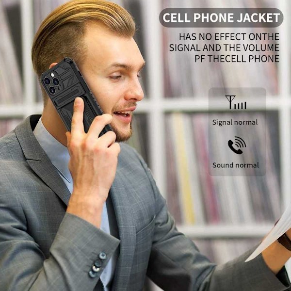 iPhone 13 Pro Iskunkestävä kansi Jalusta ja korttipaikka ThinArmor V3 Black