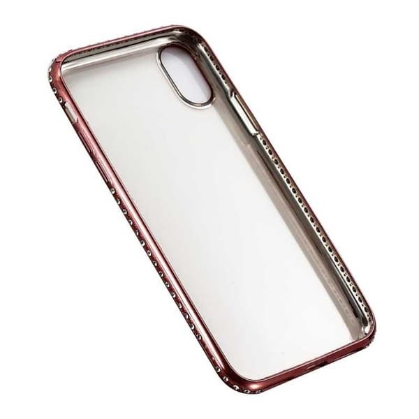 iPhone XS -iskuja vaimentava kumisuoja strassilla Rosenguld