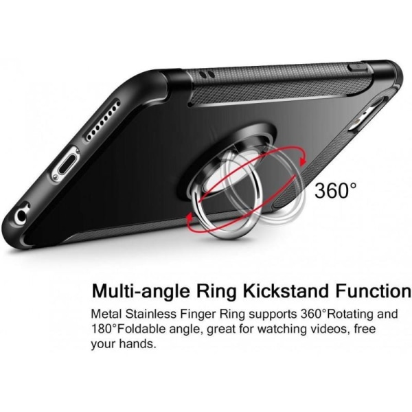 iPhone 6S Plus Praktisk Stöttåligt Skal med Ringhållare V2 Svart