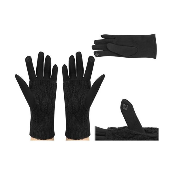 2-i-1 Touch-hanske med unisex varmetrekk Black