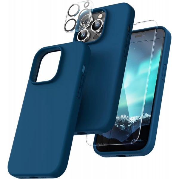 Gummibelagt stilfuldt cover 3in1 iPhone 14 Pro - Blå