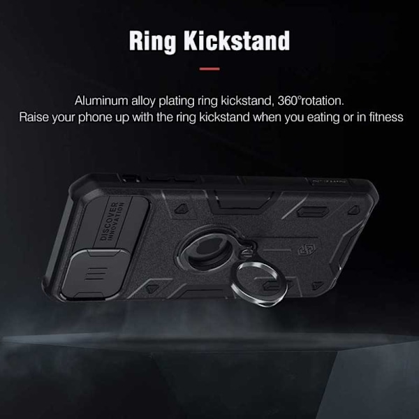 iPhone 11 Pro Max Iskunkestävä kotelo sormustelineellä Nillkin Black