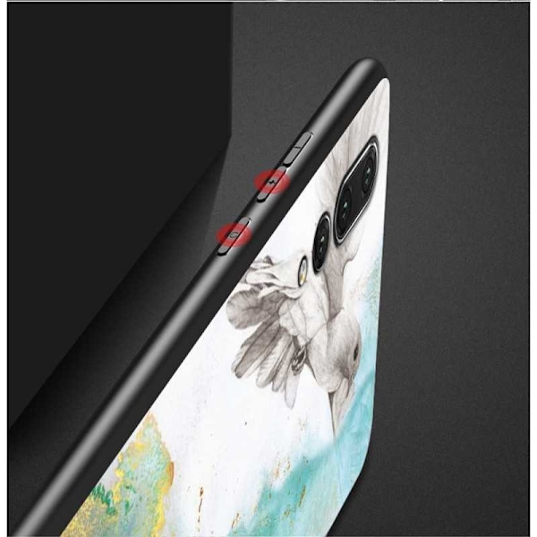 Huawei P20 Pro Marble Shell 9H Glass Back Glassback V2 Black Svart/Vit