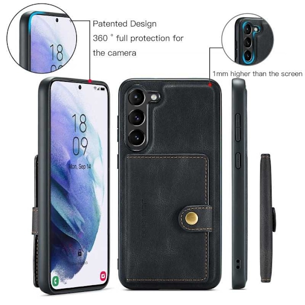 Samsung S23 Plus Stöttåligt Skal med Magnetisk Korthållare JeeHood Black