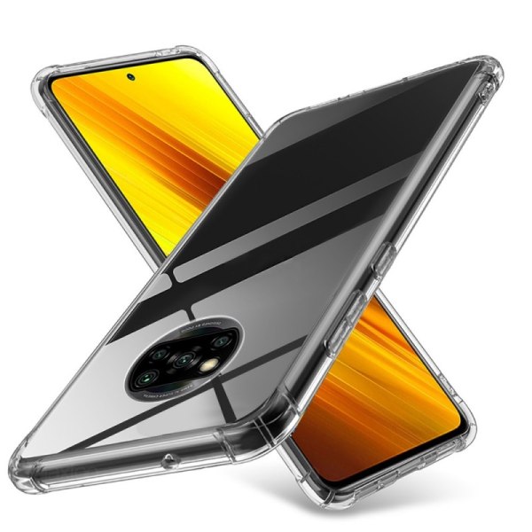 Xiaomi Poco X3 NFC iskuja vaimentava silikonikotelo Shockr Transparent