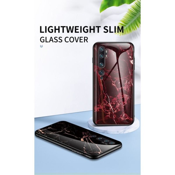 Xiaomi Mi Note 10 / 10 Pro Marmorskal 9H Härdat Glas Baksida Gla Black Svart/Vit