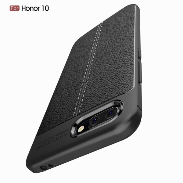 Honor 10 Shock Resistant & Shock Absorbing Cover LeatherBack Svart