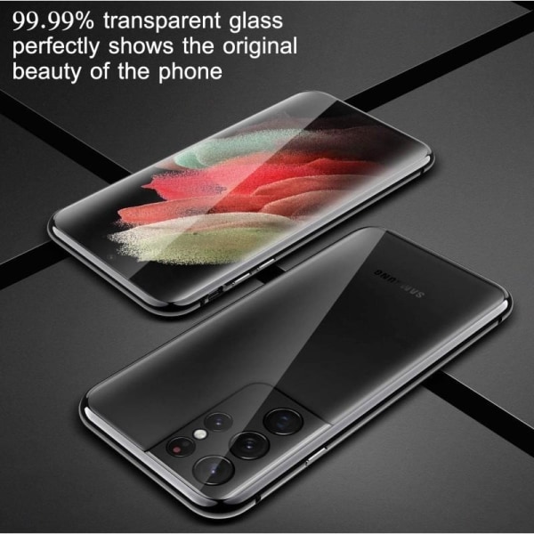 Samsung S22 Ultra Heltäckande Premium Skal Glassback V4 Transparent