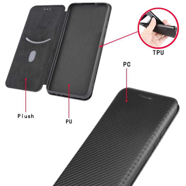 Motorola Moto G9 Play Flip Case -korttipaikka CarbonDreams Black